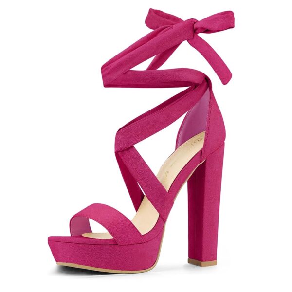 Allegra K Women's Lace Up Platform Block Heel Sandals