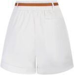 Belle Poque Women Bermuda Shorts Elastic Waist Wide Leg Shorts with Pockets & Belts