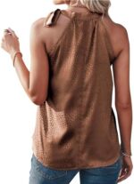 BTFBM Women Sleeveless Tie Mock Neck Summer Tops Loose Casual Side Bow Satin Halter Tank Top Blouse Shirts