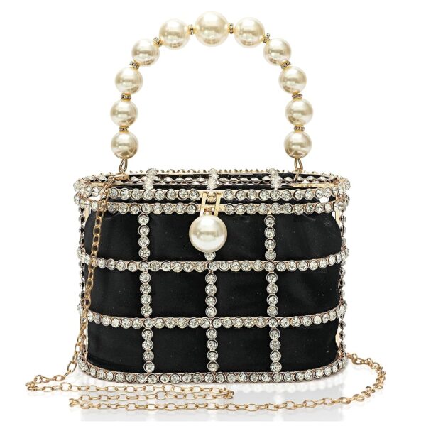 CARIEDO Evening Handbag Women Clutch Purses with Pearl Diamonds for Wedding Prom Birthday Party Dinner Accessories