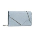 CHARMING TAILOR Faux Suede Clutch Bag Elegant Metal Binding Evening Purse for Wedding/Prom/Black-Tie Events