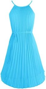 Ellames Women's 2024 Summer Spaghetti Strap Pleated Casual Swing Dress with Belt
