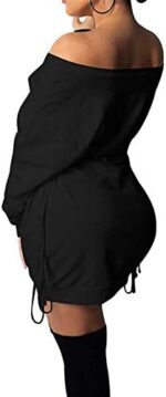GOKATOSAU Women's Sexy Casual Off Shoulder Long Sleeve Lace Up Loose Club Mini Dress