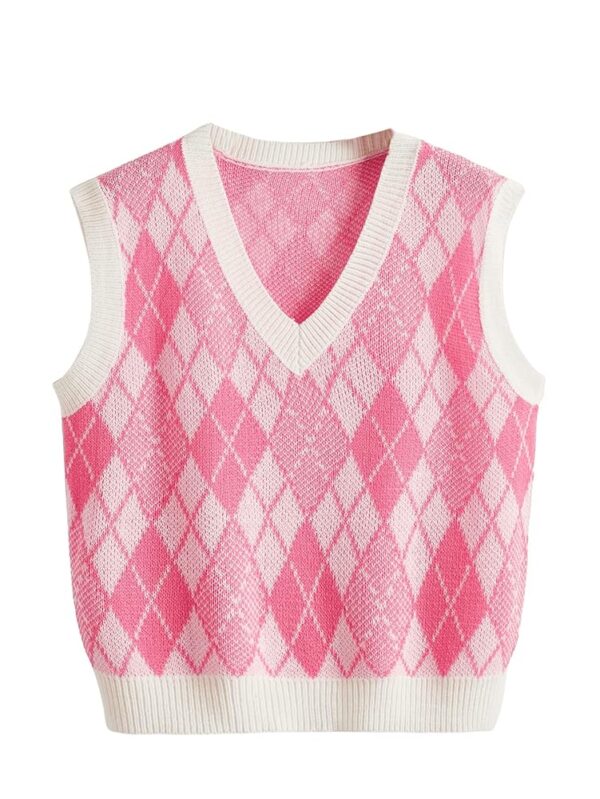 SweatyRocks Women's Sleeveless V Neck Knit Sweater Vest Skull Print Crop Tank Top