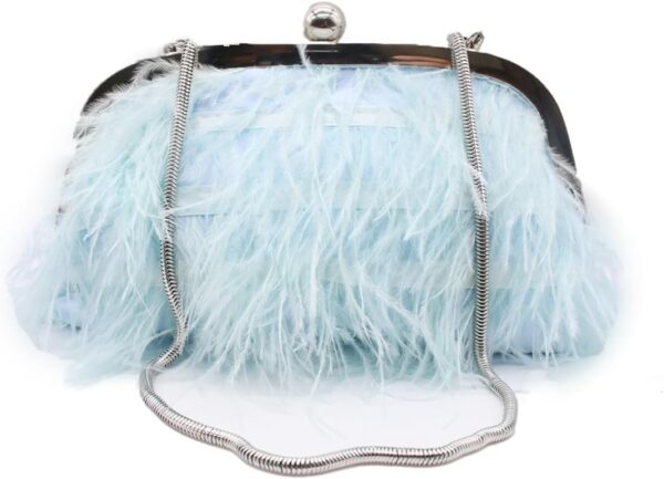 UMREN Feather Clutches Purses for Women Vintage Evening Clutch Fluffy Feather Handbag Crossbody Bag