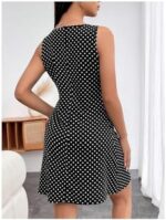 Women's Polka Dots V Neck Tank Dress Sleeveless Summer A Line Dresses Sexy Mini Dress