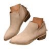 Ankle Boots for Women Low Heel Chunky Heel Boots Women's Fashion Color Matching Fall Winter Side Zipper Short Boots