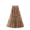 DBFBDTU Printing Pleated Skirt for Women Gauze High Waist Mid-Calf Skirts Mesh A-Line Midi Skirt