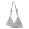 Rhinestone Purse Silver Sparkly Handbag Evening Glitter Clutch Bag for Women Shiny Bag for Wedding Prom and Party