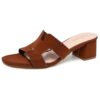 Square Open Toe Strappy Heels Sandals Low Block Chunky Heeled Sandals Slip On Slide Mules Sandals Comfortable Casual Black White Tan Dress Sandals for Women