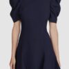 $229 Likely Women's Blue Alia Puff-Sleeve A-Line Mini Dress Size 6