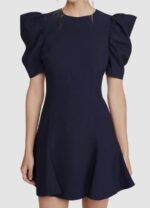 $229 Likely Women's Blue Alia Puff-Sleeve A-Line Mini Dress Size 6