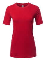 A2Y Women's Basic Solid Premium Cotton Short Sleeve Crew Neck T Shirt Tee Tops Ruby S