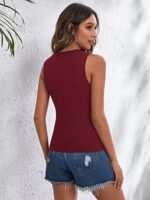 ADIOLI Tank top for Women Rib-Knit Solid Tank Top Tank top for Women (Color : Burgundy, Size : X-Small)