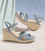 Ankis Wedge Sandals for Women, Espadrille Womens Wedge Sandals Comfortable Open Toe Cross Band Ankle Strap High Heel Wedges for Women Dressy Summer -3.4Inch