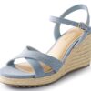 Ankis Wedge Sandals for Women, Espadrille Womens Wedge Sandals Comfortable Open Toe Cross Band Ankle Strap High Heel Wedges for Women Dressy Summer -3.4Inch