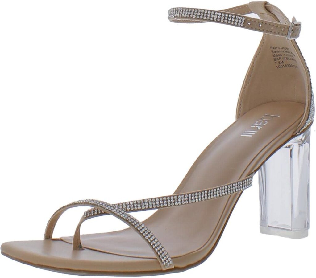 Bar III Womens Blakke 3 Rhinestone Ankle Strap Heels