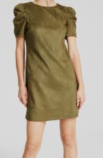 Bar III Women's Green Short Puff-Sleeve Sheath Dress Size M