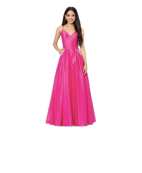 BLONDIE NITES Womens Pink Up Back Padded Spaghetti Strap Formal Dress Juniors 5