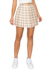 Cali1850 Women's Mini Skater Skirts - High Waisted Plaid Pleated Tennis School Girls Casual Flared A-Line Skirt
