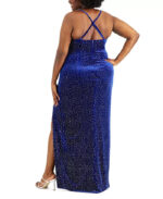 City Studio Trendy Plus Size Embellished Royal Blue Velvet Gown Sz-24