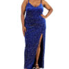 City Studio Trendy Plus Size Embellished Royal Blue Velvet Gown Sz-24