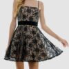 City Studios Womens Juniors Black Sequined Embroidered Bow-Back Dress Size 11/12