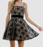 City Studios Womens Juniors Black Sequined Embroidered Bow-Back Dress Size 11/12
