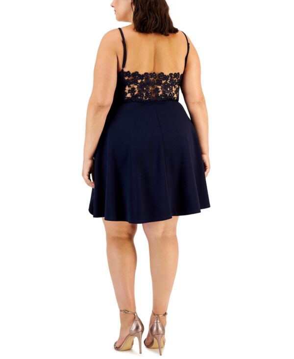 City Studios Womens Trendy Plus Size Lace-Back Skater Dress 7711KL8PD1 16W