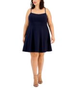 City Studios Womens Trendy Plus Size Lace-Back Skater Dress 7711KL8PD1 16W