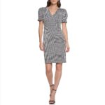 DKNY womens Puff Sleeve Sheath Dress