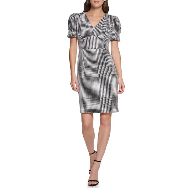 DKNY womens Puff Sleeve Sheath Dress