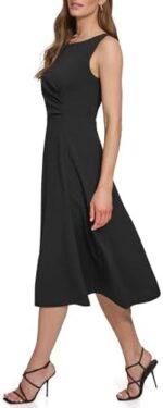 DKNY womens Sleeveless Side Drape Midi Dress