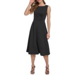 DKNY womens Sleeveless Side Drape Midi Dress