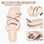 FITORY Women's Slide Sandals Flat Toe Ring Thongs with Cross Strap for Summer Size