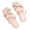 FITORY Women's Slide Sandals Flat Toe Ring Thongs with Cross Strap for Summer Size