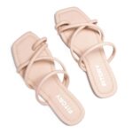 FITORY Women's Slide Sandals Flat Toe Ring Thongs with Cross Strap for Summer Size