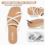 FITORY Women's Slide Sandals Flat Toe Ring Thongs with Cross Strap for Summer Size