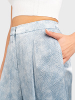 MICHAEL Michael Kors LIGHT BLUE Iridescent Print Wide Leg Pants Size L NWT $135