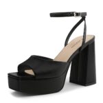 Modatope Platform Heels for Women Platform Sandals Womens Chunky Heel Open Toe Pumps Ankle Strap Womens Wedding Party Pumps Shoes