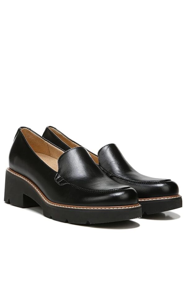 Naturalizer Womens Cabaret Slip On Lightweight Lug Heeled Loafer, Black Smooth, 6 M
