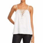 NWT Aqua Lace up lace trimmed Cami tank top Size Small
