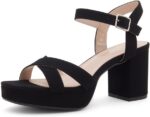 Shoe Land SL-Sabrina Women's Platform Heels, 3-Inch Chunky Block Heeled Sandals, Square Open Toe Ankle Strappy Dressy Heels for Prom, Wedding, Party, and Evening