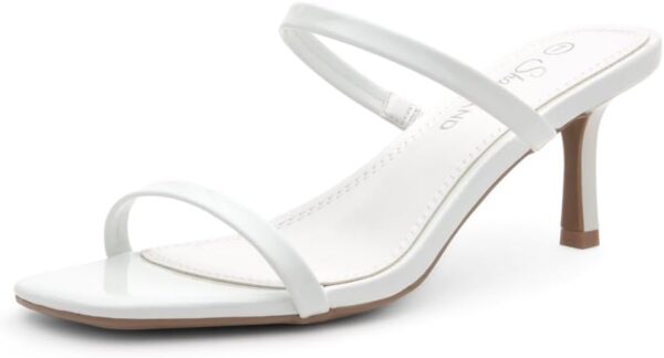 Shoe Land Women's Low Heels | Kitten Heel Sandals for Women | Open Toe Slip-On Slides | Two-Strap Heeled Mules | Dressy Short Heels for Party, Wedding & Vacation