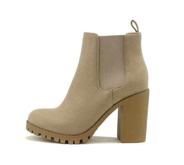 Soda Glove - Ankle Boot w/Lug Sole Elastic Gore and Chunky Heel