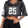SOLY HUX Jersey Shirts for Women Y2k Crop Tops Streetwear Sportswear Short Sleeve T-Shirt Cute Football Jersey Top