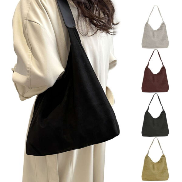Spencer Tote Shoulder Bag for Women Suede Slouchy Bag Hobo Handbag Office Tote Purse for Travel Work School, Black
