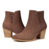 TEMOFON Ankle Boots for Women Booties: Suede Short Boot with Chunky Low Heel, Almond Toe Comfortable Dressy Shoes Side Zipper 2024 Trendy Fall