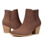 TEMOFON Ankle Boots for Women Booties: Suede Short Boot with Chunky Low Heel, Almond Toe Comfortable Dressy Shoes Side Zipper 2024 Trendy Fall