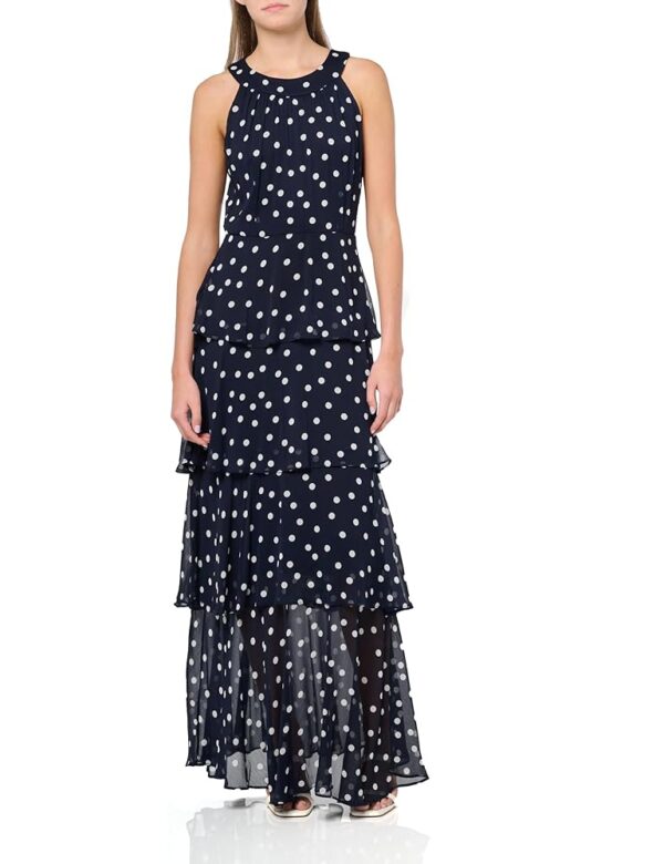 Tommy Hilfiger Women's Sleeveless Halter Neck Tiered Maxi Dress
